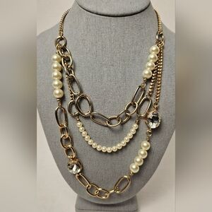 Multi Layer Mixed Media Gold Statement Necklace ☆ [NWOT]